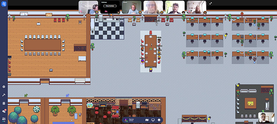 Mittagspause alleine im Homeoffice - wie langweilig. Deshalb trifft sich das Team des CCTBs mittags in seinen virtuellen Räumen am großen Tisch.