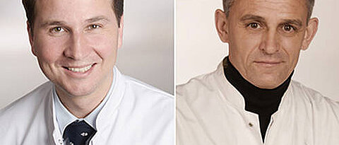 Andreas Beilhack (links) und Harald Wajant leiten das Forscherteam, das am Uniklinikum Würzburg an einer neuen Therapie arbeitet, um die Graft-versus-Host-Erkrankung nach Stammzelltransplantation zu verhindern. (Fotos: Margarete de Selliers)